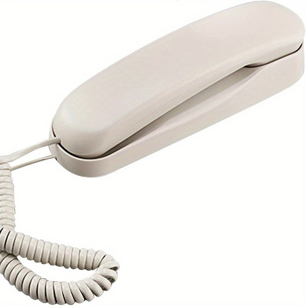 Black corded phone for seniors can be mounted on desk or wall.