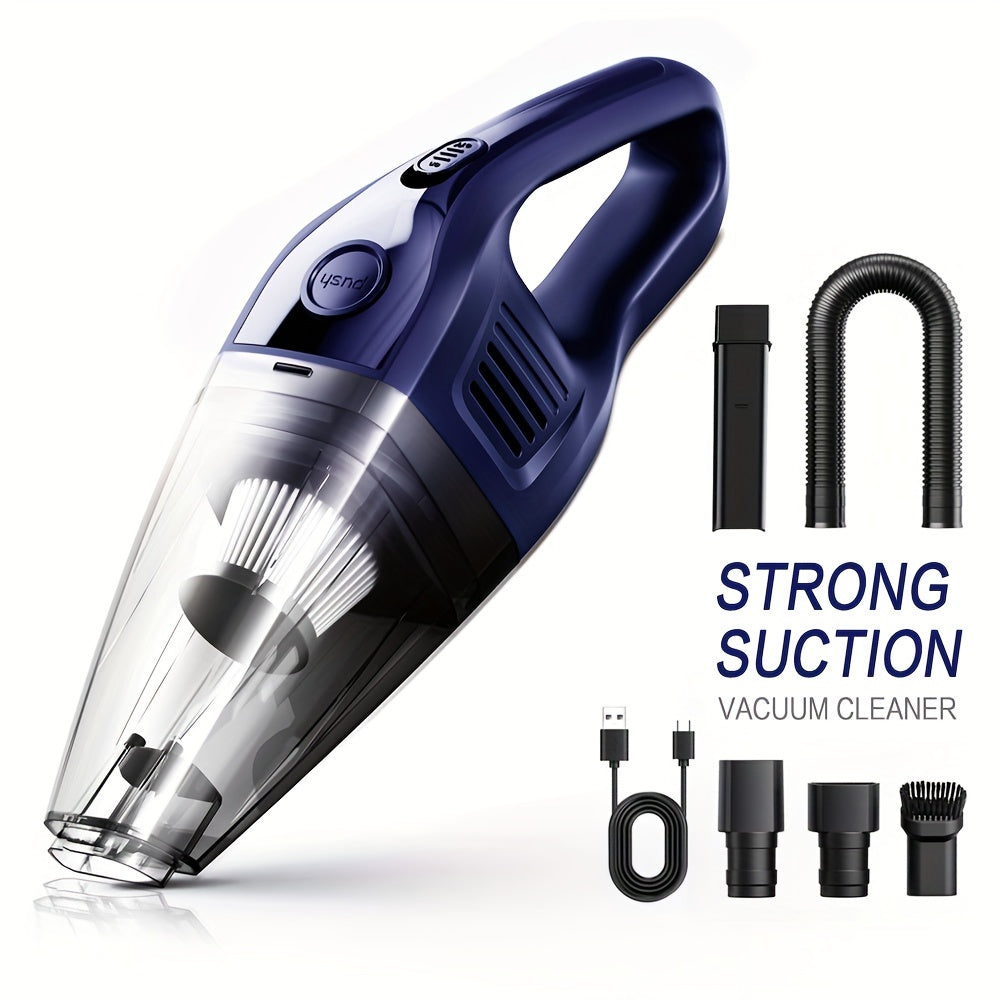 Compact Vacuum Cleaner Perfect for Home and Car Use, Featuring Powerful Suction, Rechargeable via USB, Includes Multiple Attachments for Versatile Cleaning Needs, Ideal for Car, Home, Office, and More.