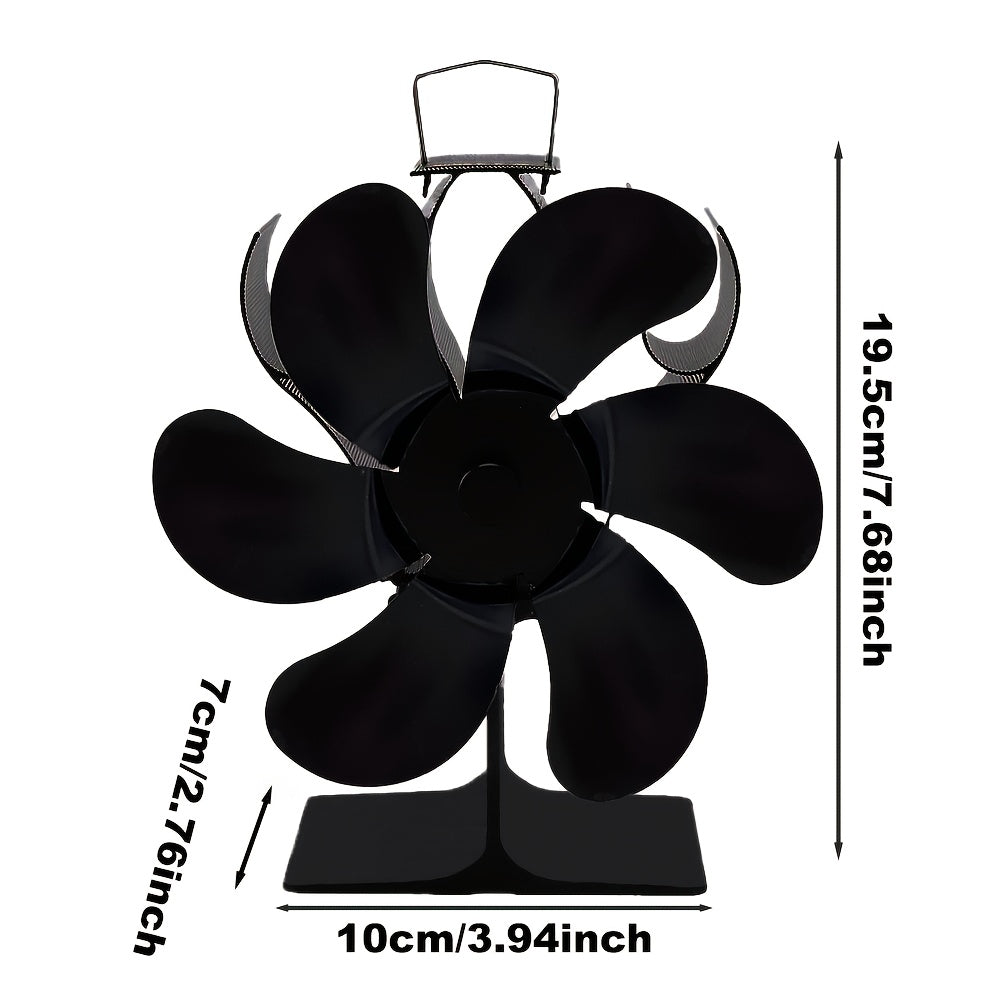 Portable 5-Blade Wood Stove Fan Powered by Heat - No Electricity Required, Great for Heating and Cooling - Ideal Winter Present