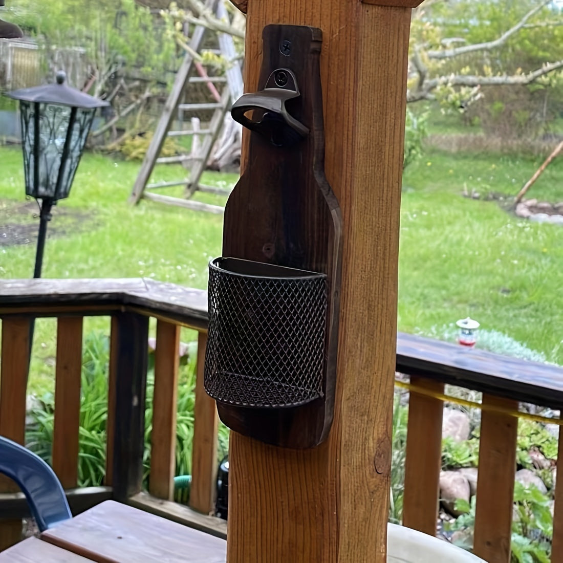 Wooden beer bottle opener for walls, perfect for home and restaurant decor.