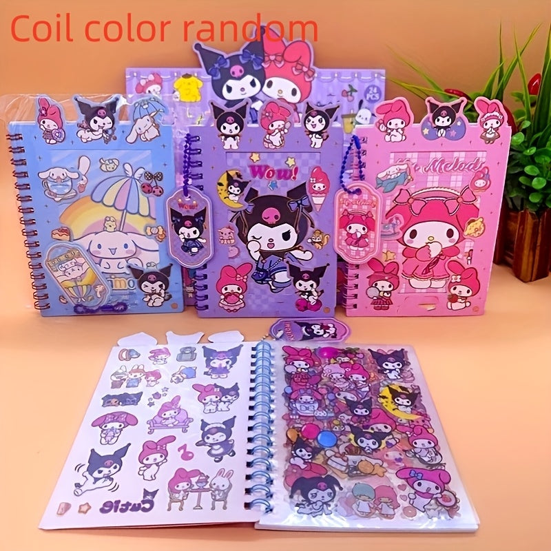 Sanrio Kuromi & Melody Cinnamoroll DIY Journal Kit - Includes Coil Notebook, Stickers & Charms in Blue, Purple, Pink - Perfect for Teens & Adults