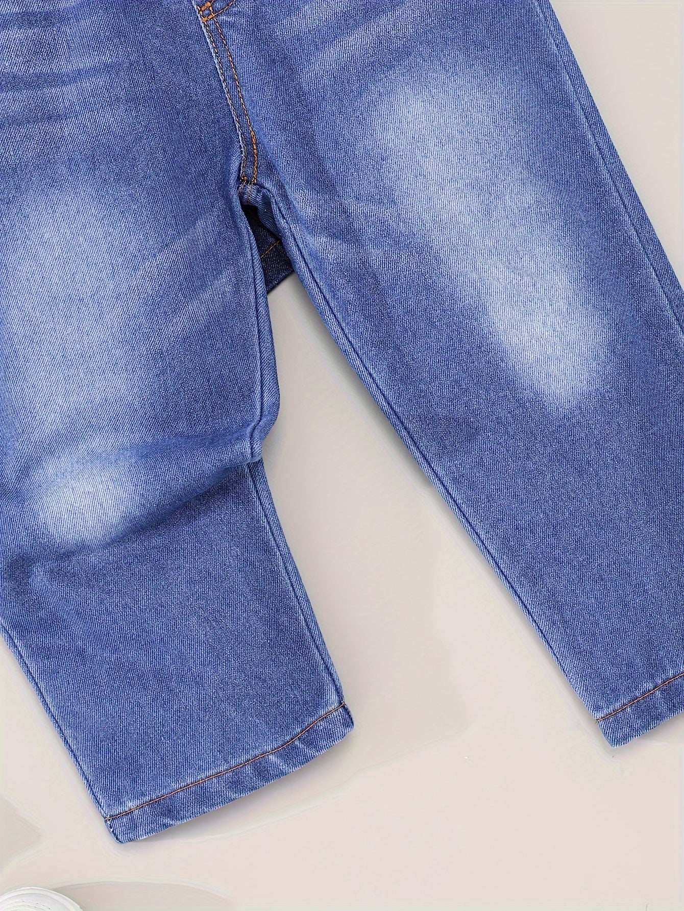 3pcs Boy's denim pants for children aged 12 and under, featuring a casual, vintage style and long length.