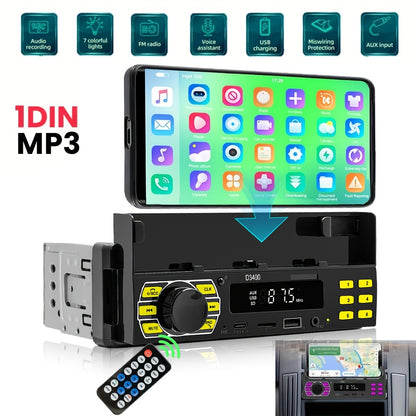 Podofo D3400 12V Car Stereo with FM/USB/SD/AUX-IN, Mobile Phone Holder, Remote Control, 45Wx4 Amplifier, MP3/WMA/CDDA Audio Playback, Easy Installation Kit - Black