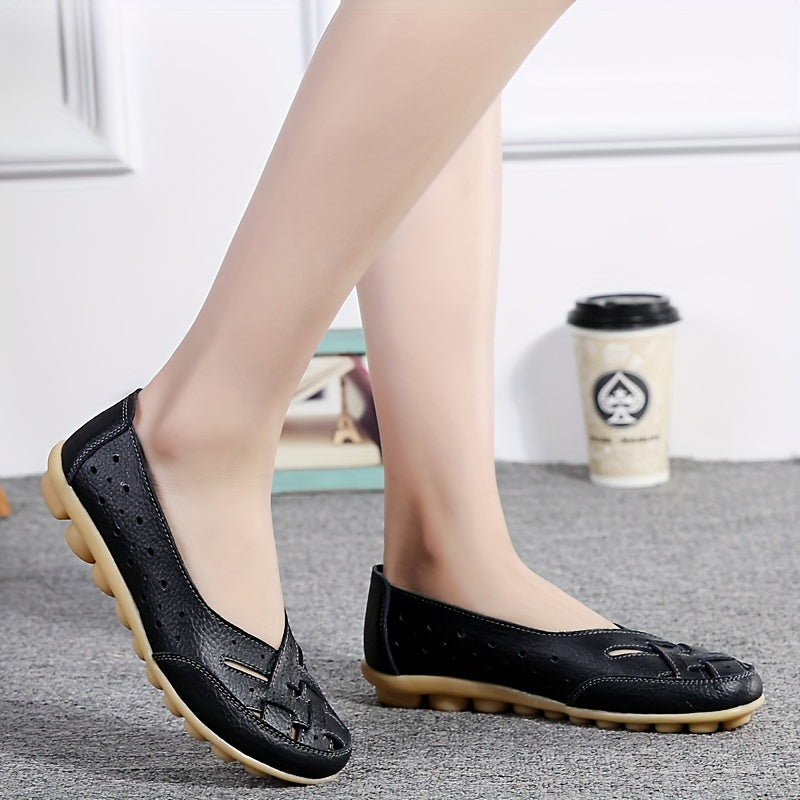 Women's Slip On Flat Shoes with Hollow Out Design, Lightweight and Comfortable