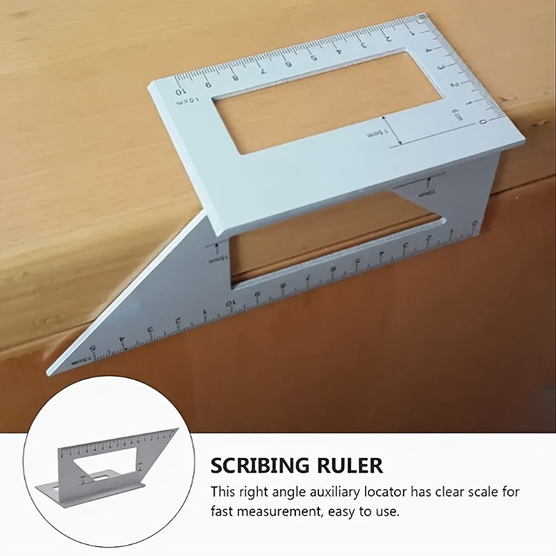 Durable Precision Aluminum Square Ruler for Woodworking - 45°/90° Multi-Angle Measuring Tool