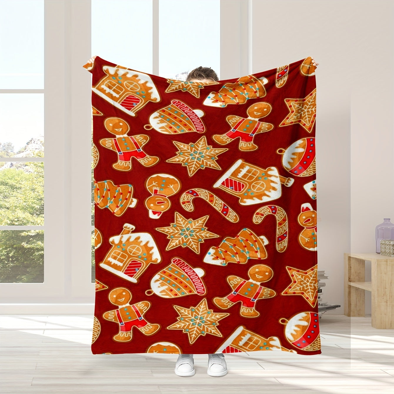 Stay cozy and festive with our Christmas Elements Printed Flannel Throw Blanket. This high-definition digital print blanket is made with 100% polyester for ultimate softness, comfort, and warmth. It is reversible and can be used all season long for