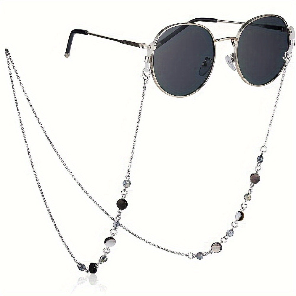 Stylish Crystal-Beaded Eyeglass Chain - Premium Stainless Steel Glasses and Reading Glasses Lanyard, Non-Slip Mask Holder, Trendy Face Cover Retainer for Men and Women