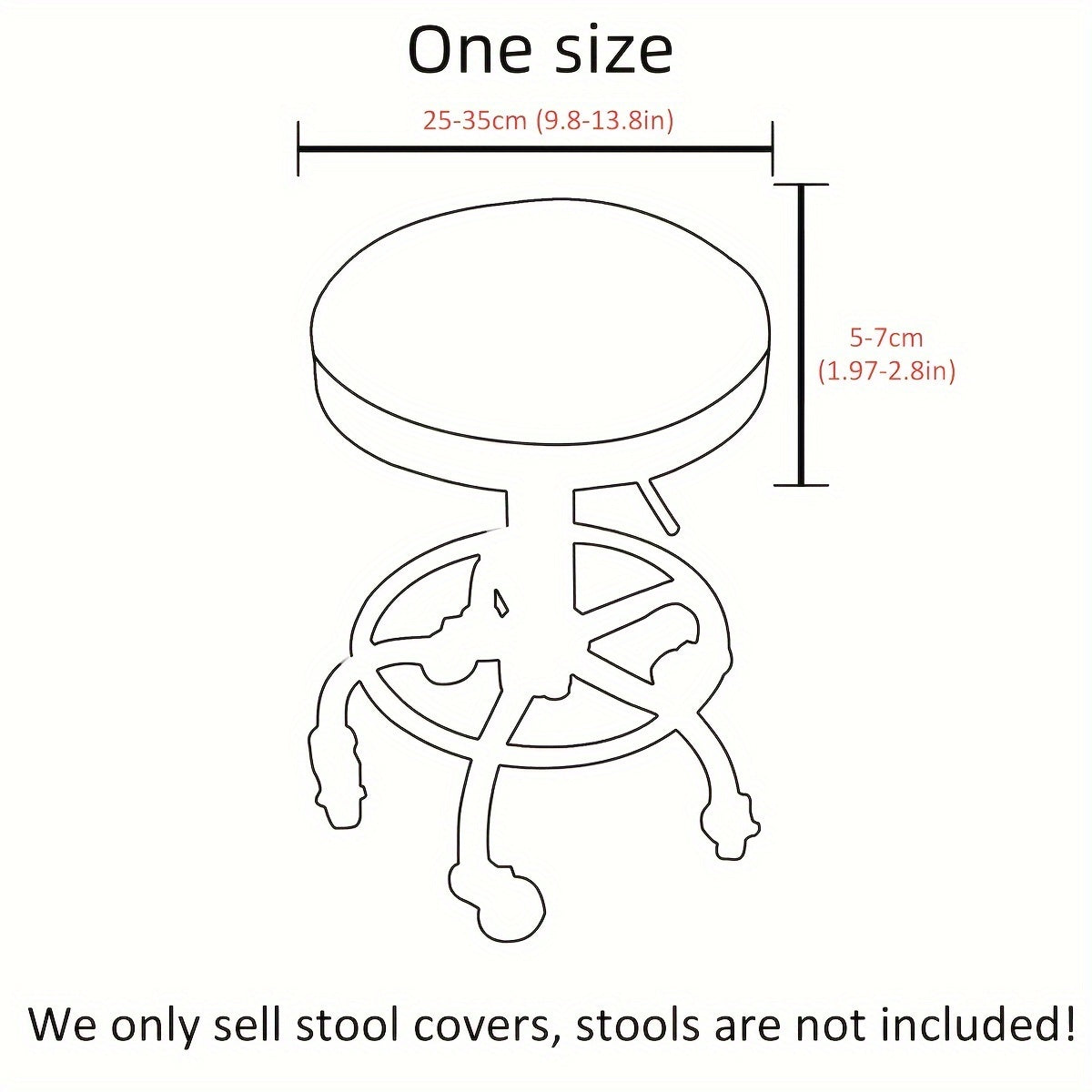 Classic solid color round stool cover in 1pc, 4pcs, or 6pcs options. Made of high elastic material that is clear and natural, dustproof, soft, and adhesive. Suitable for various round chairs. Weighs 120gsm.