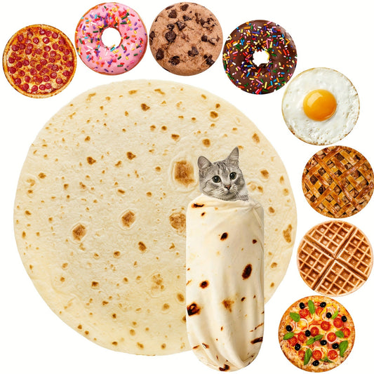 Novelty Tortilla Throw Blanket - Food Round Wrap Blanket for Adults with Funny Realistic Burritos Design