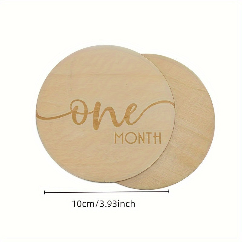 Celebrate Your Baby's Growth with Wooden Milestone Coasters for 1-12 Month Anniversaries