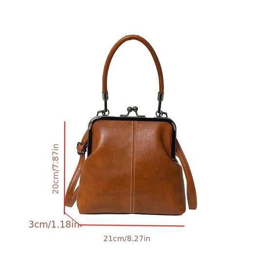 New 2024 Retro PU Handbag with detachable shoulder bag and button closure wallet.