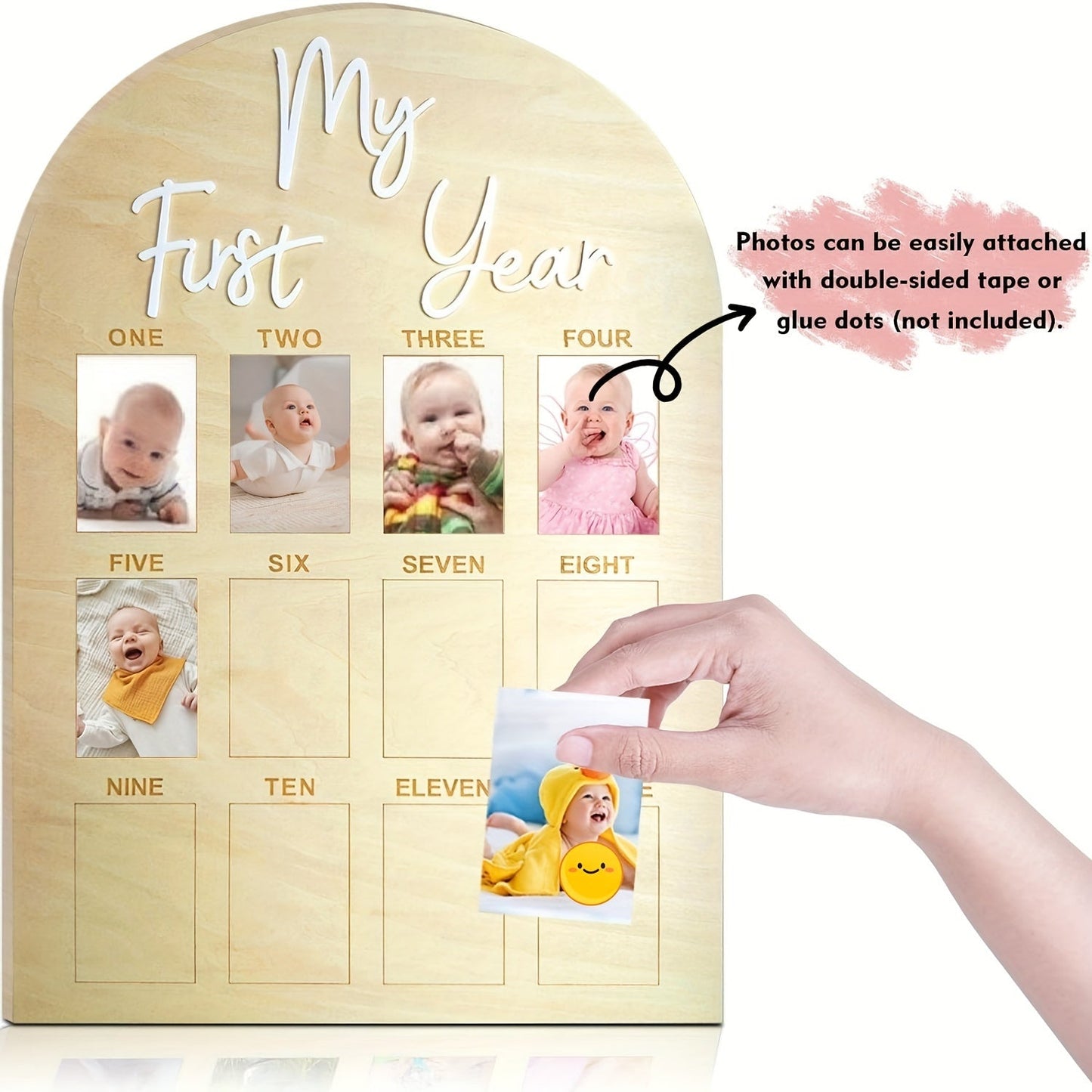 Adorable Wooden Milestone Photo Frame - Ideal for Children's First Birthday Memories, Nursery Decoration, and Baby Shower Gifts