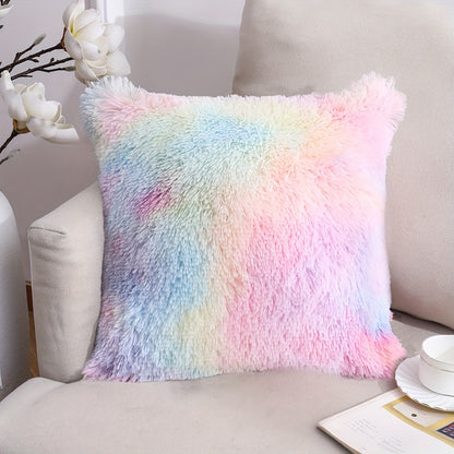 Luxurious 40.64x40.64 cm Fluffy Throw Pillow Cover with Zip Closure - Soft, Fuzzy Square Case for Sofa & Bedroom Decor, Hand Wash Only, Modern Home Decor. Pillow insert not included.