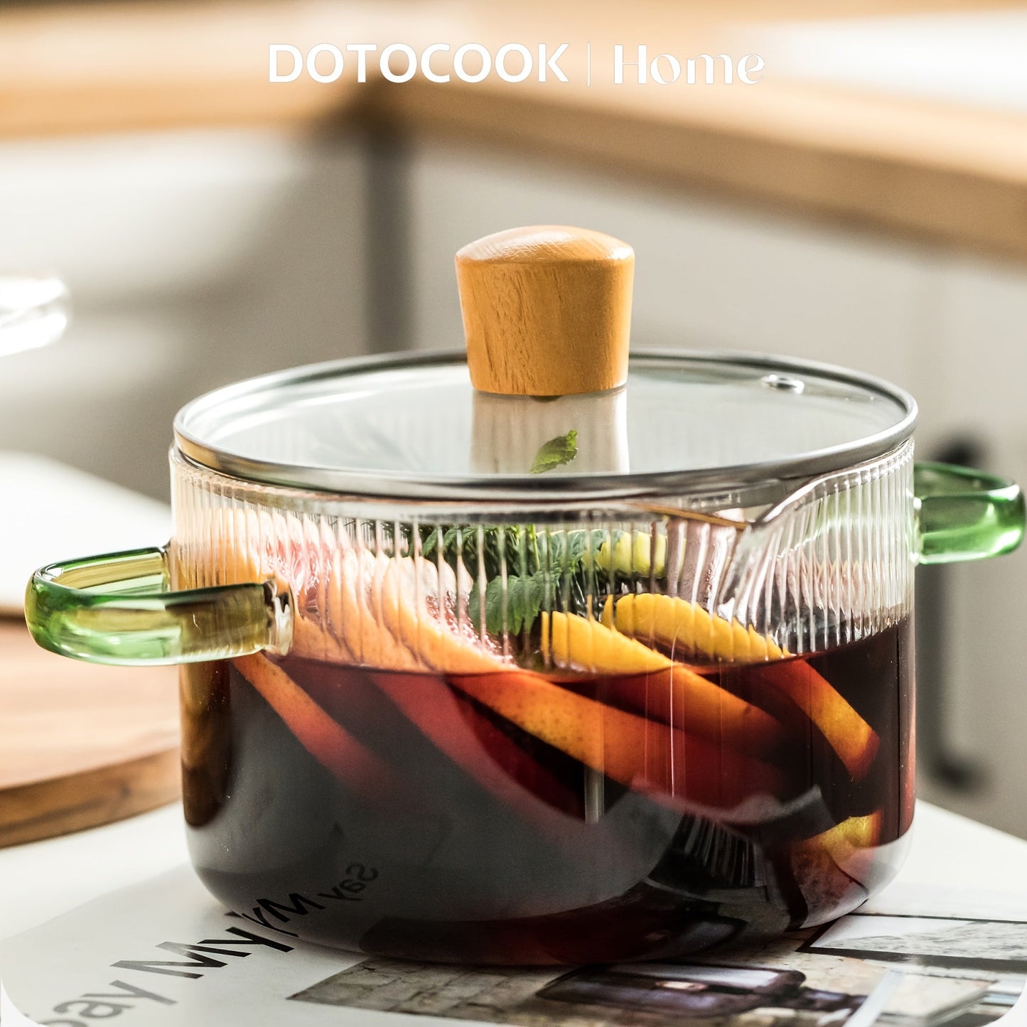 Set of 2 Glass Cooking Pots with Lids - Safe for Dishwasher, Stylish Sauce Pans for Soup, Pasta, and Red Wine - Available in 1.8L & 2.3L Sizes - Made of Sturdy Glass Material, No Electricity Required