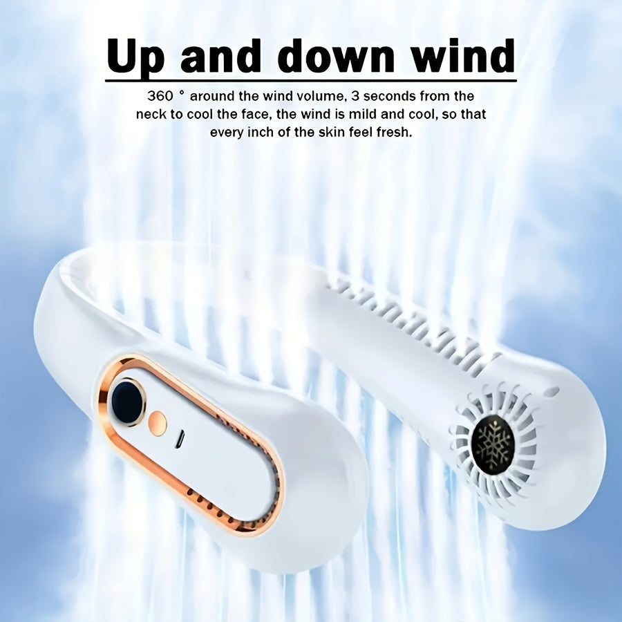 Wearable Portable USB Neck Fan - Rechargeable, Flexible 360° Cooling, Quiet Operation, Strong Wind - Ideal for Outdoor Use, Perfect for Students and Birthdays.