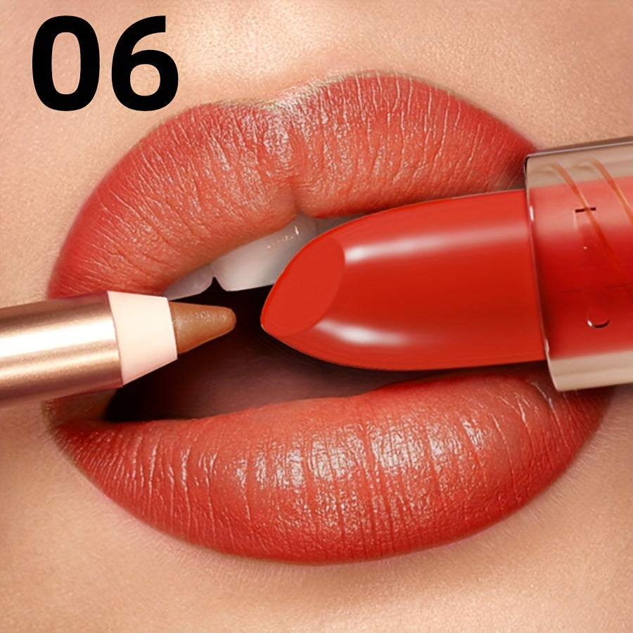 Long-lasting waterproof non-stick lipstick with high color lip gloss formula.