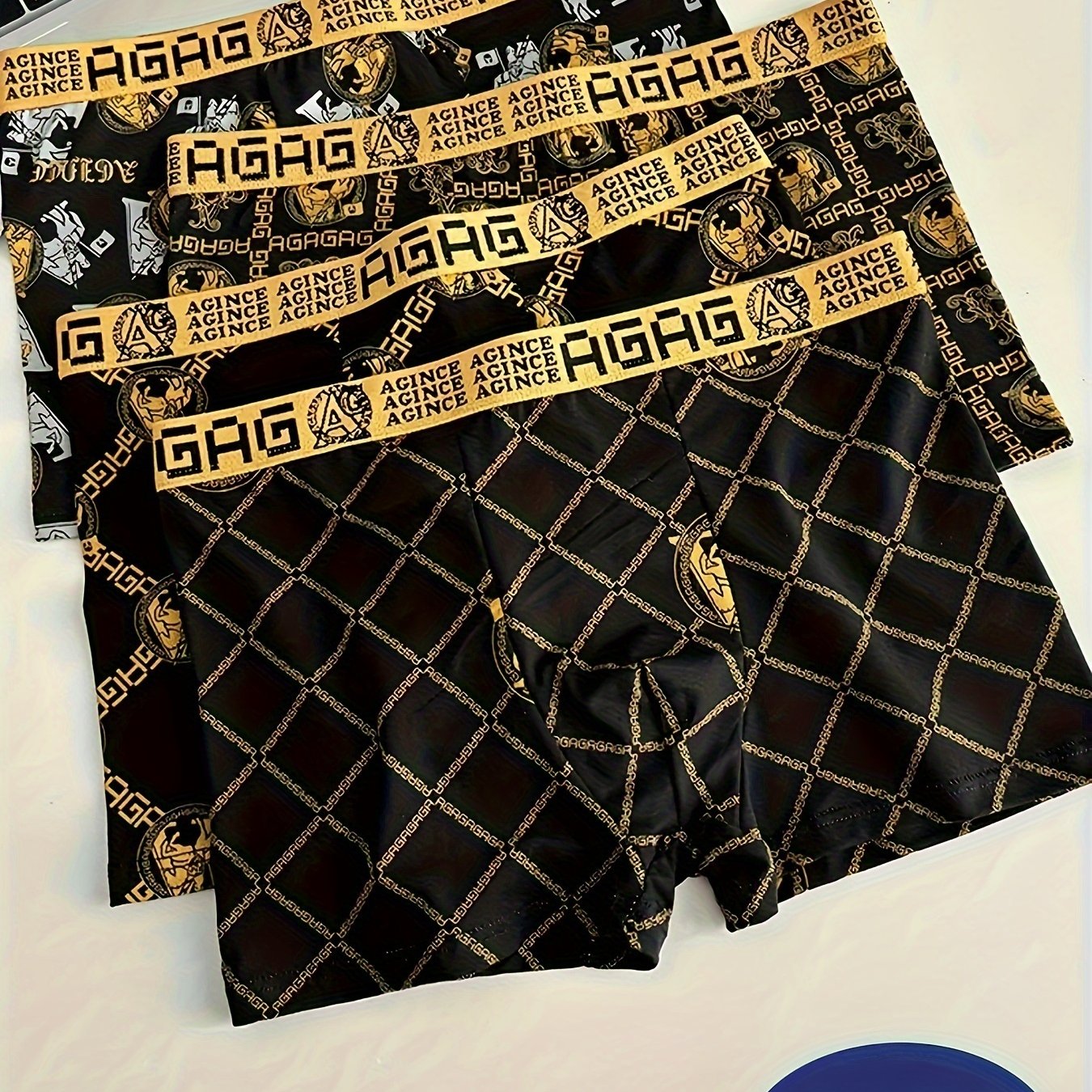 Men's Boxer Briefs - Soft, Breathable Polyester Blend with Chain & Skull Print, Comfort Fit Waistband, Casual Attire Underwear