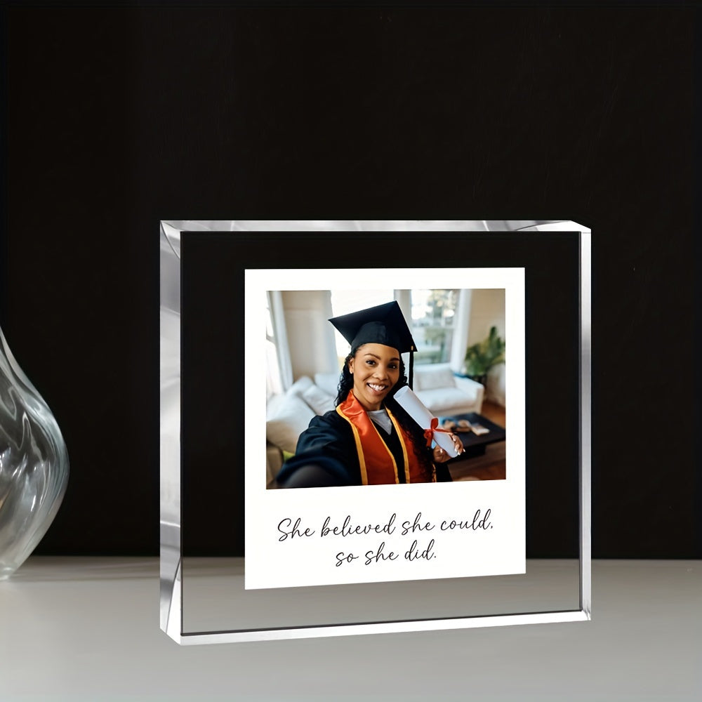 Personalized Acrylic Photo Frame - Perfect Gift for Graduates, Teachers, and Friends, Glows in the Dark, Ideal Mother's Day or Anniversary Present