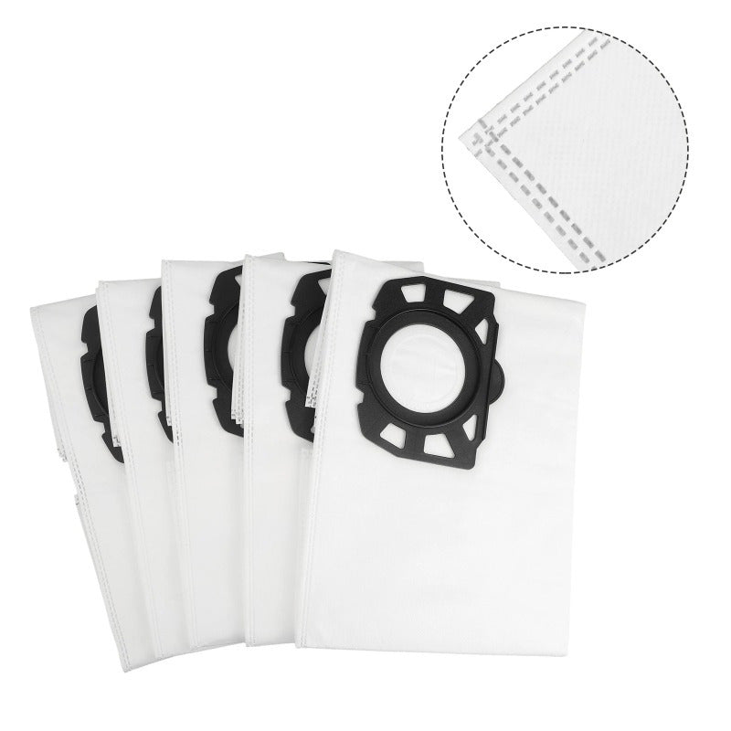 Replacement dust bags for Karcher Robot Vacuum Cleaner, 5-pack compatible with various models including KFI 357 KA 40 WD2 Plus WD3 SE4002. Made from durable plastic and cloth materials, includes floor attachment parts kit.