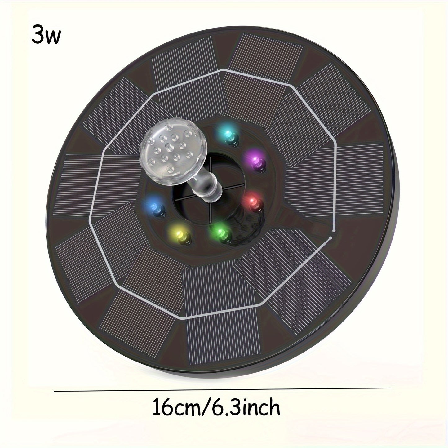 Solar-powered floating bird bath fountain pump for garden, pond, and pool.