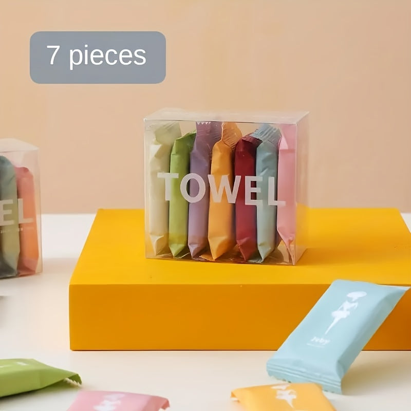 7/14pcs Portable Compressed Disposable Towels and Facial Tissues, Ideal for Travel and Home