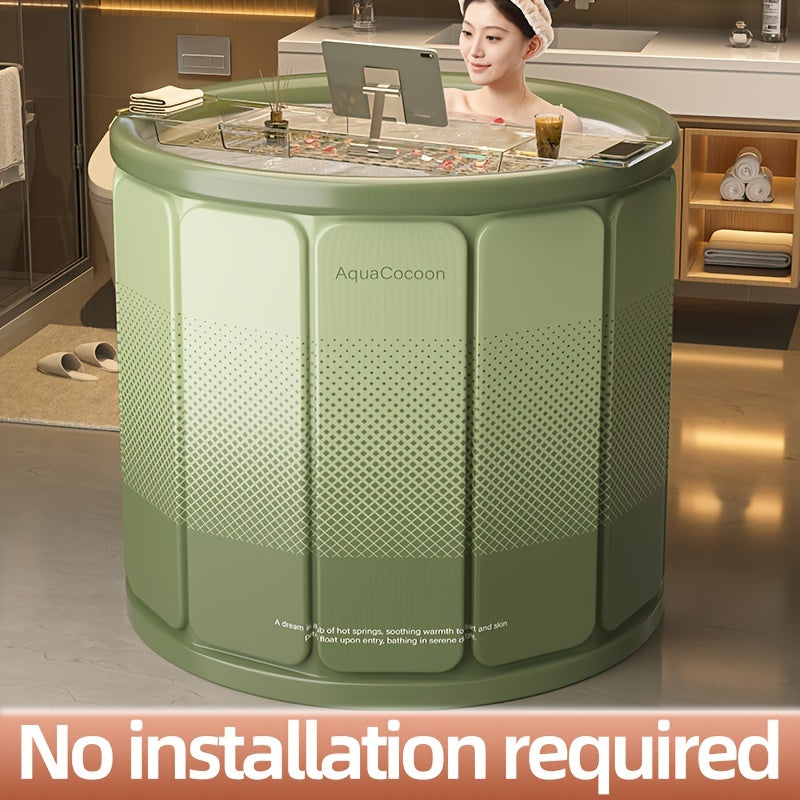 Portable, foldable bathtub with strong insulation for home and pool use, no installation needed. Suitable for both ice and hot soaks.