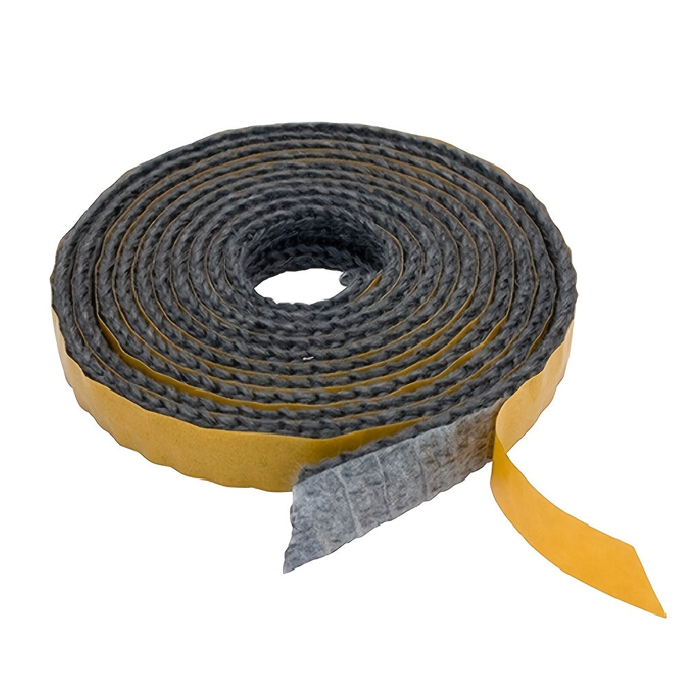 Black self-adhesive glass chimney door seal tape, measuring 2.5 meters, suitable for fireplace fan accessories and stove wall sealing. Can be used as a replacement gasket wire.