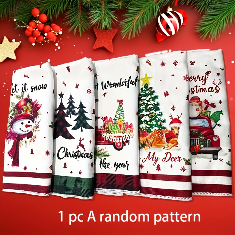 Festive microfiber Christmas towels with cartoon pattern, ideal for bathroom use and holiday decoration, highly absorbent.