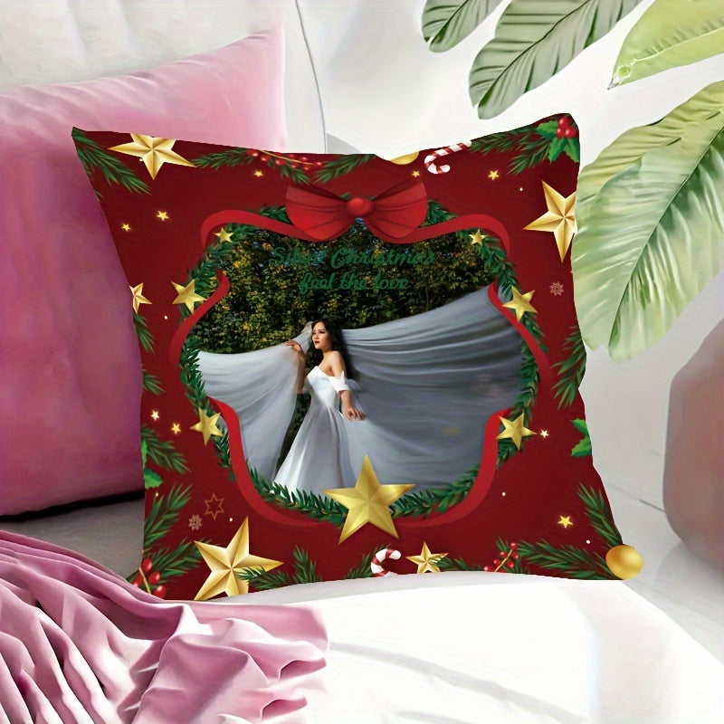 Get a personalized touch for the holidays with our Custom Christmas Photo Pillow. This 1pc Short Plush Pillowcase features a Double-Sided Design that allows you to Add Your Own Pictures. Perfect for celebrating with Pets, Friends, and Family, this