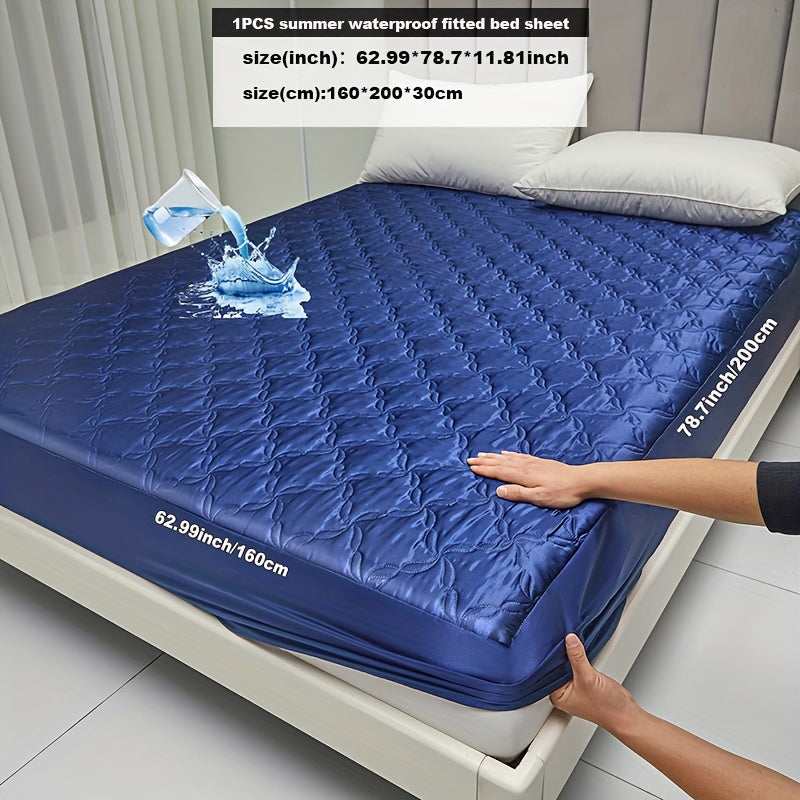 Protect your mattress with the 1pc Keduoduo Summer Waterproof Fitted Sheet. Made from thickened TPU satin, this sheet is cool and comfortable during the hot summer months. The machine washable, durable polyester fabric is 100% waterproof and features an