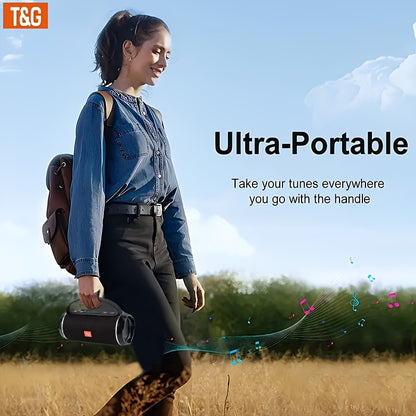 T&G TG116C is a portable wireless speaker with 5.0 surround sound, USB/TF/FM broadcast, and 10m connectivity. It has a rechargeable lithium battery with Type-C charging, making it a perfect