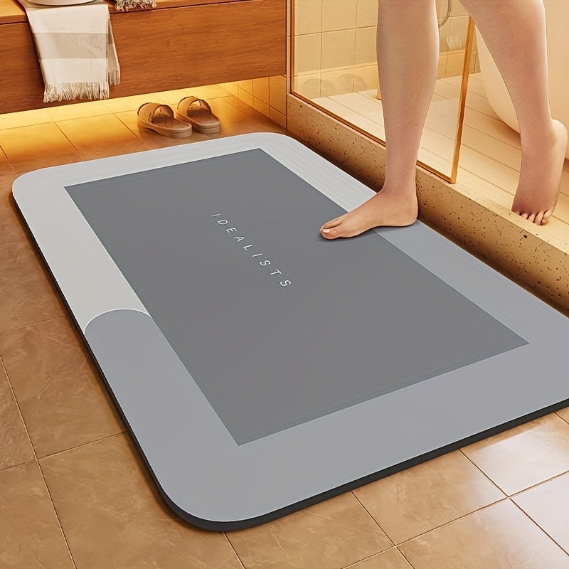 Soft and quick-drying diatom mud bathroom mat with non-slip design. Suitable for various rooms and machine washable.