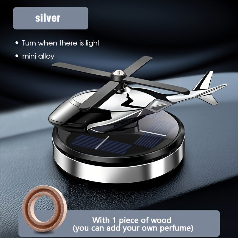 Solar rotating helicopter car decoration model for automotives without fragrance oil.