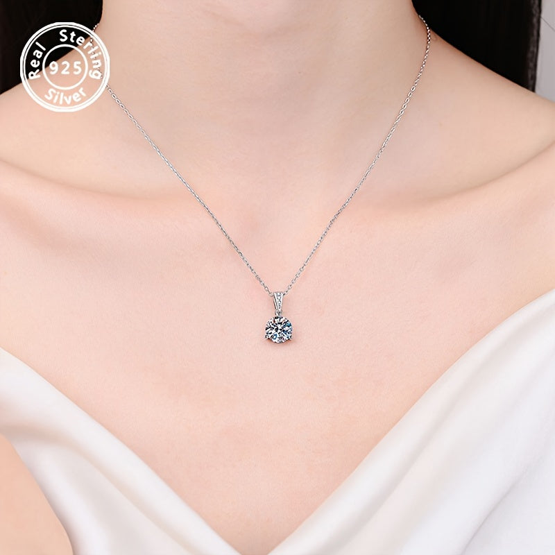 This 925 Silver Necklace features a stunning 1-carat Moissanite diamond, making it a chic and adaptable accessory for special occasions such as banquets, weddings, and anniversaries. It also makes for a thoughtful and elegant jewelry gift. Weight