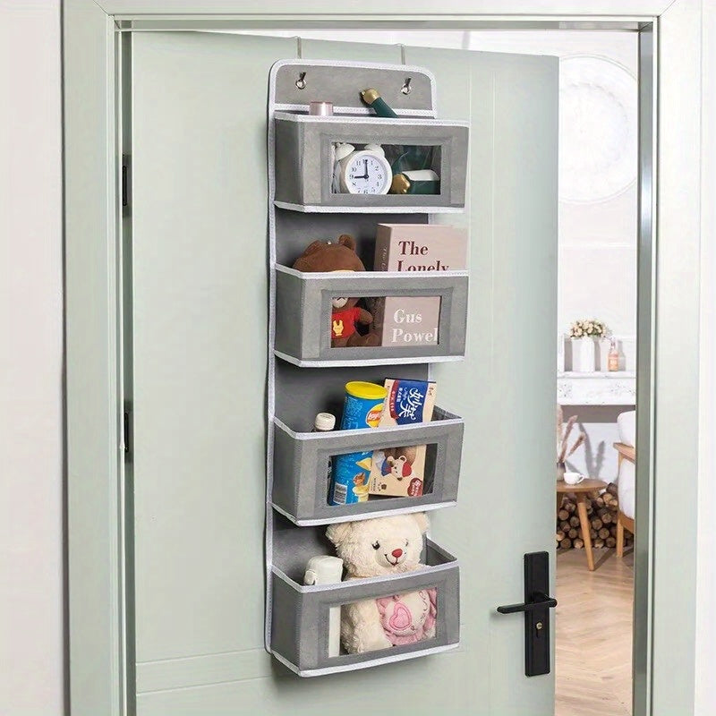 Wall Mounted Hanging Organizer Storage with 2 Metal Hooks, Ideal for Wardrobe, Closet, Dorm, Bathroom, Kitchen. Perfect for storing bags, baby diaper bags, and other items.