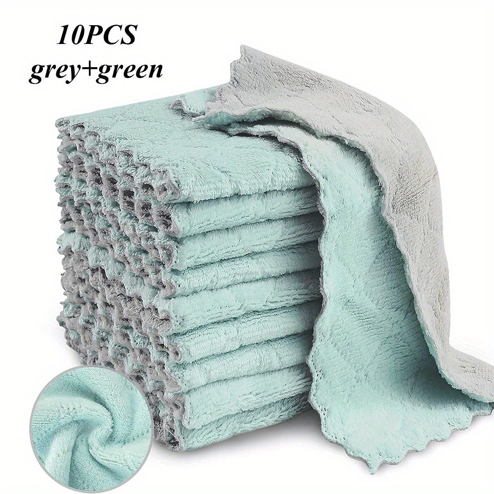 10-piece set of kitchen towels and dishcloths in random colors for everyday cooking and baking.