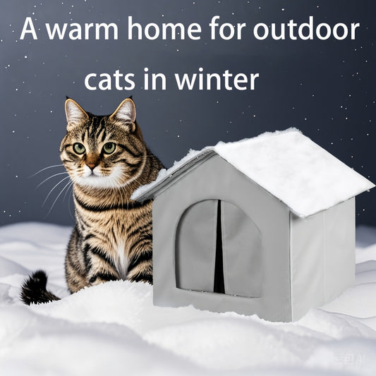 Waterproof cat house with sponge insulation, easy assembly, suitable for indoor and outdoor use for stray cats, small animals, and rabbits.