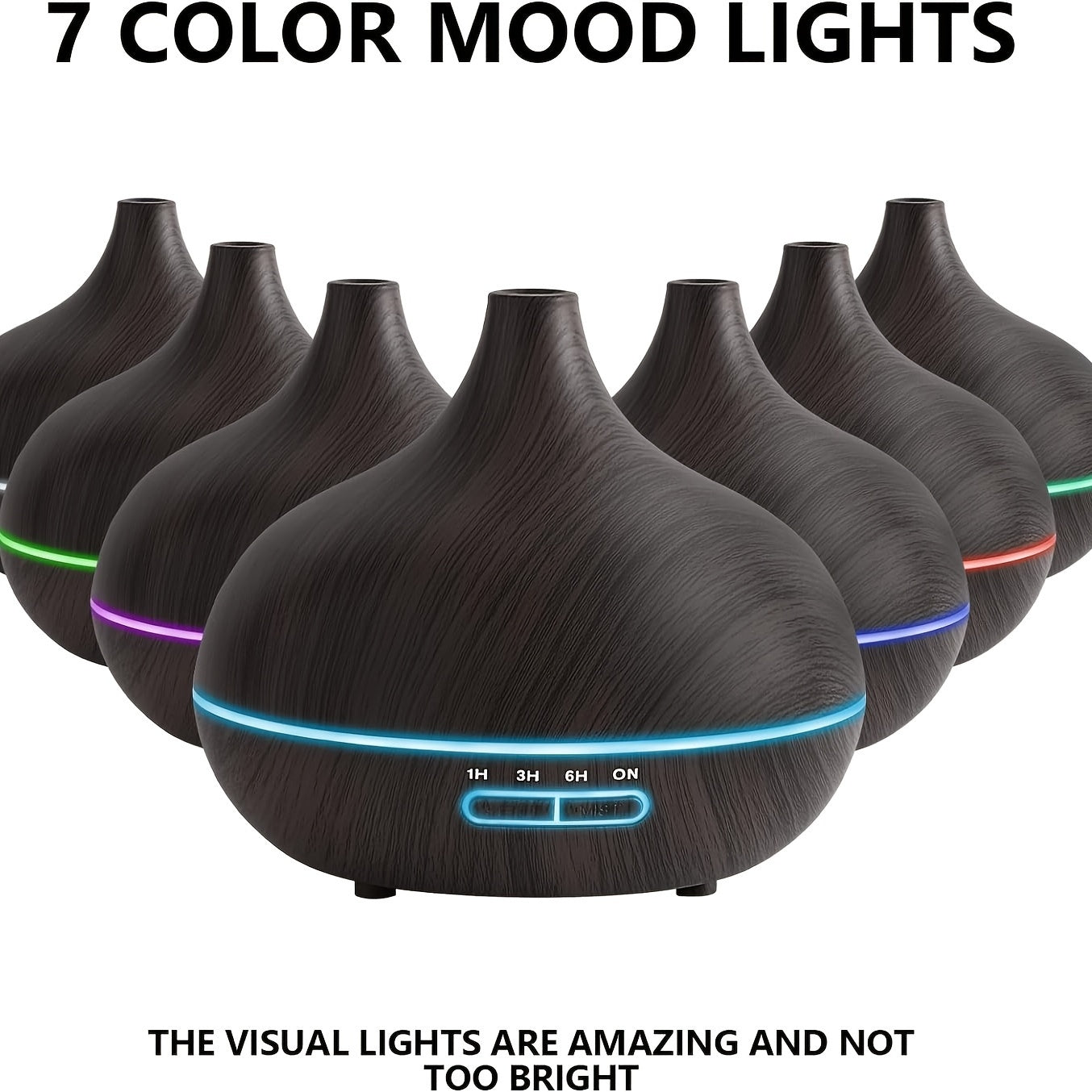 550ml essential oil diffuser for large room with remote control, timer, and 7 colors light for bedroom.