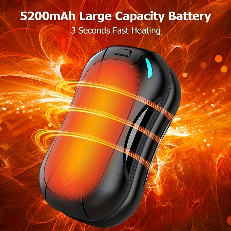 A 5200mAh USB rechargeable hand warmer with dual sides for maximum warmth, ideal for outdoor activities. The perfect Christmas gift for anyone who loves to stay warm on-the-go.