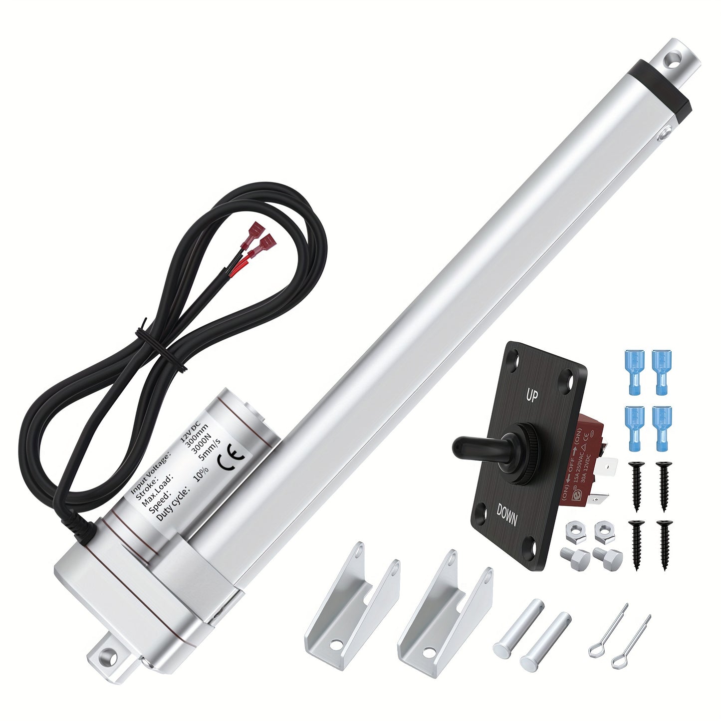 DAIERTEK 30.48cm Electric Linear Actuator - 299.37KG Thrust, Aluminum Alloy, Quiet, Durable