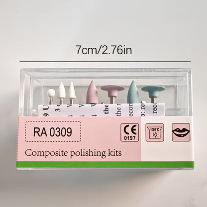 Manicure polishing kit with 9 pieces in white sand or silicone grinding heads, suitable for RA Low Speed Handle.