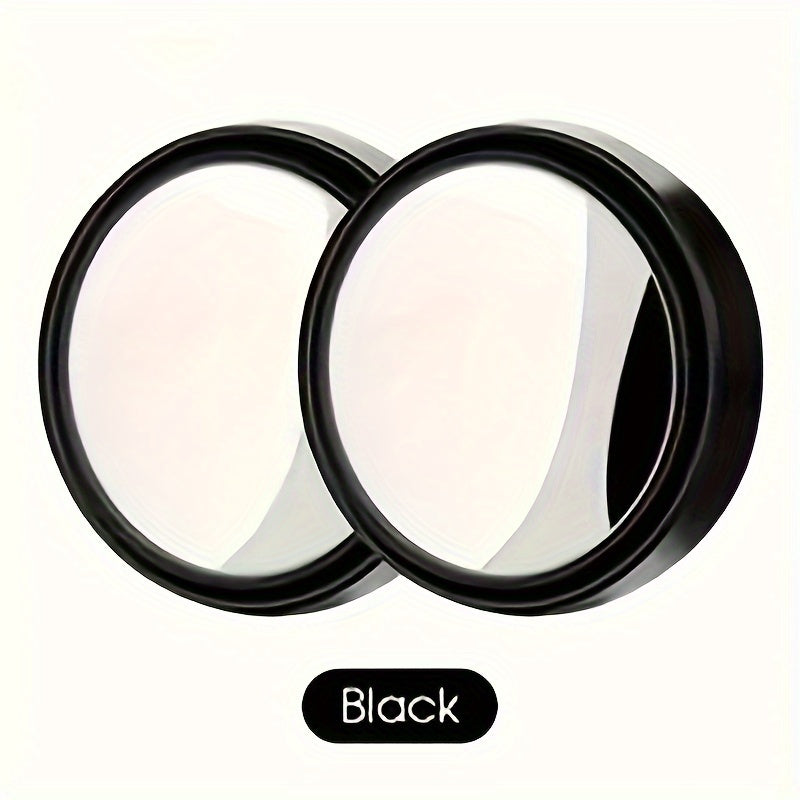 Small round mirror with HD glass for car rear view, rotatable 360 degrees for blind spot assistance.