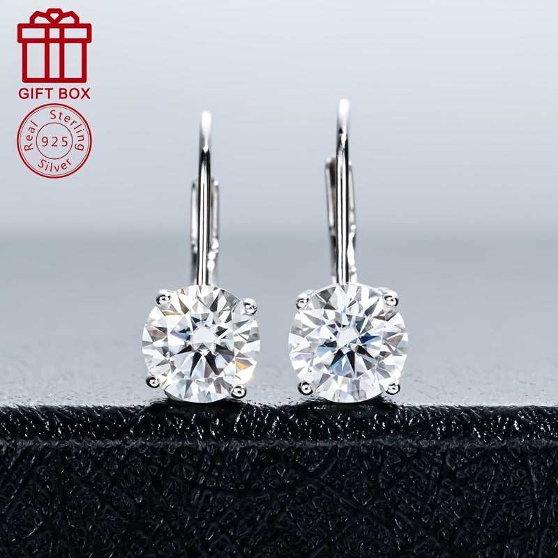 Luxurious and elegant, these gorgeous earrings are made of 925 sterling silver and feature a dazzling moissanite gemstone. Hypoallergenic and lightweight at approximately 2.1g, they are the perfect gift for a stylish girlfriend who loves to sparkle at