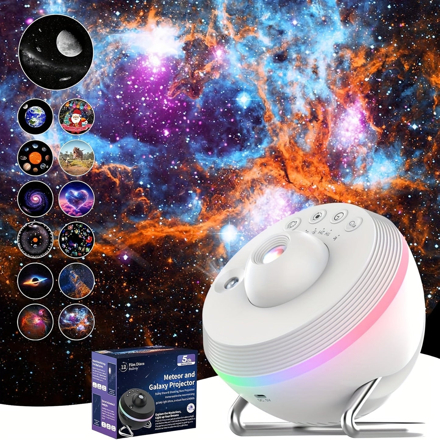 Get the Galaxy Projector with 13 Film Discs, Star Projector Planetarium Night Light Lamp Ceiling Space Starry Sky Projector with Light Strip Meteor and transform any bedroom into a cosmic wonderland. Perfect for a unique and magical gift idea for