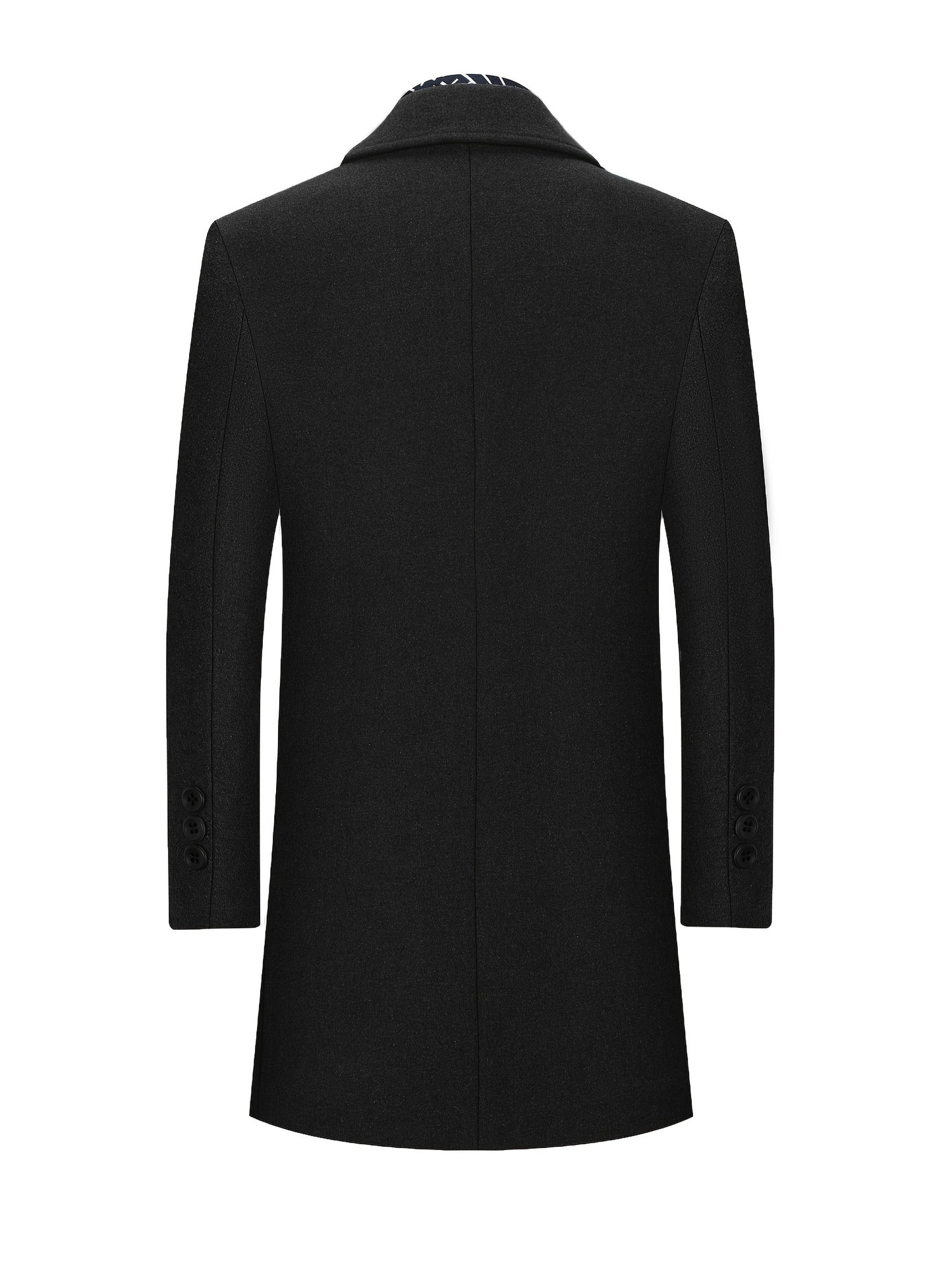 New Men's Wool Coat with Scarf Collar - Relaxed Style, Mid-Length, Suitable for Casual Outings