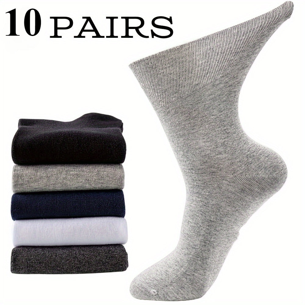 10 pairs of unisex diabetic socks made of breathable polyester fiber spandex blend with comfortable elastic knitted fabric, ideal for elderly.