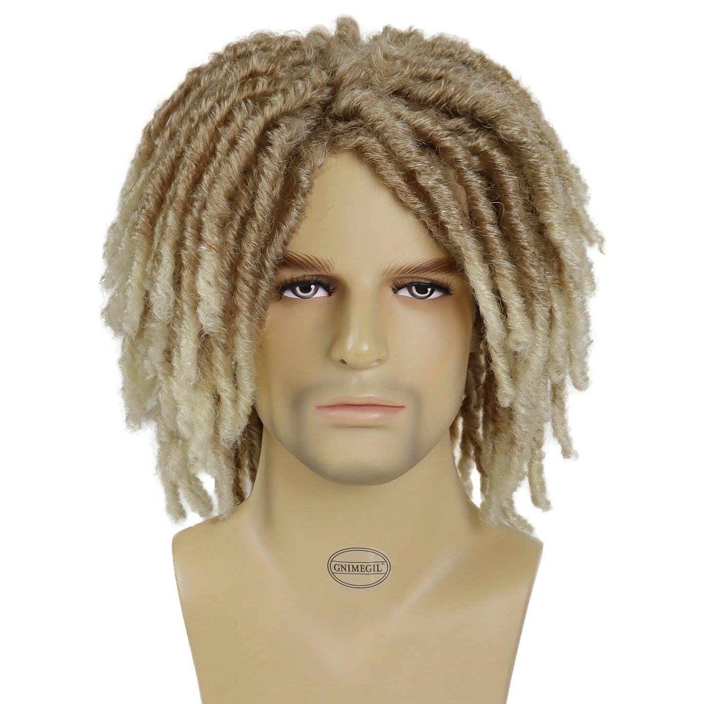 [Customer Favorite] Stylish Ombre Brown Afro Bob Wig for Men - Synthetic Dreadlocks with Heat Resistance, Natural Layered Style from GNIMEGIL