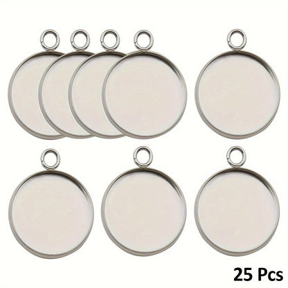 [Top Pick] 25 pieces of 20mm Stainless Steel Round Blank Frame Pendant Tray Base - Perfect for Inlaying and Crafting Stunning Jewelry Pieces