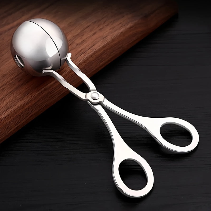 Stainless steel meat ballers with anti-slip handles for making meatballs, rice cakes, cookie dough scoops.