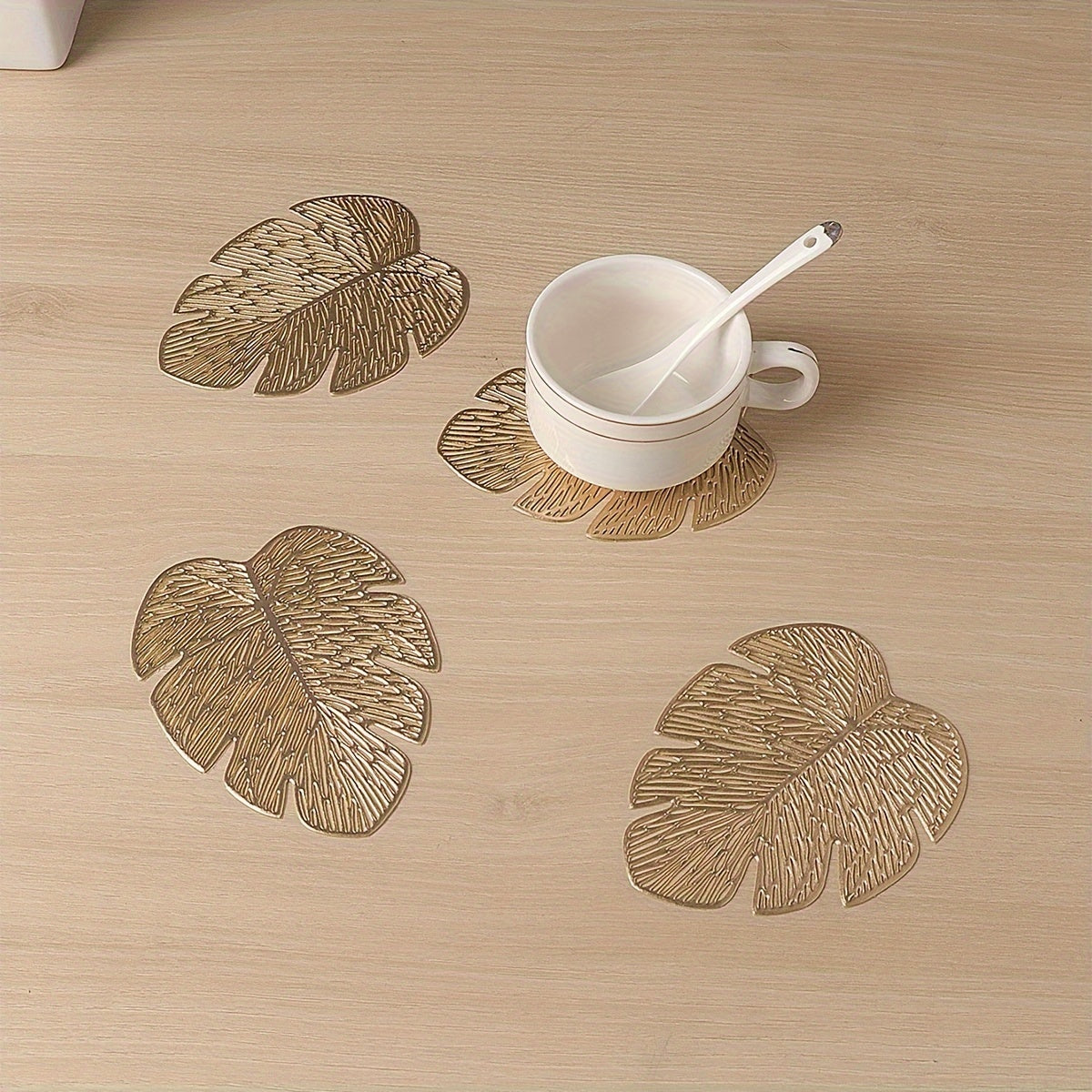 6 heat-resistant PVC coasters for Golden Series tables with anti-slip feature.